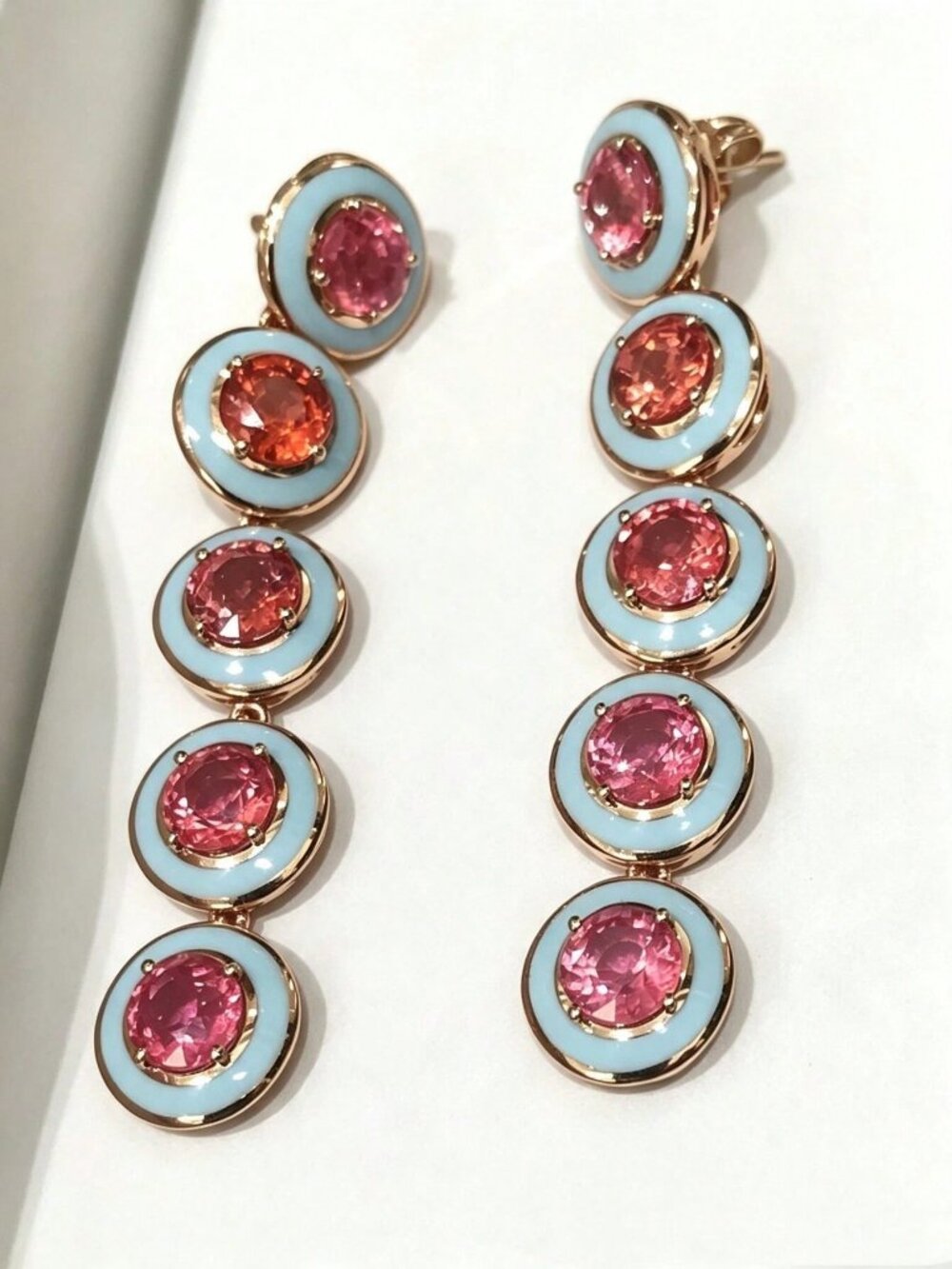 Color Elegant Women's Round Zirconia Long Drop Earrings